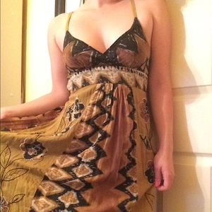 Geometric & floral print maxi dress