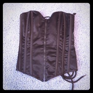 Black silk corset