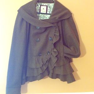 Anthropologie Ruffle Front Coat