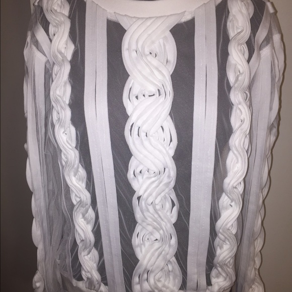 White mesh sweater with white fabric detailing