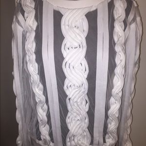 White mesh sweater with white fabric detailing