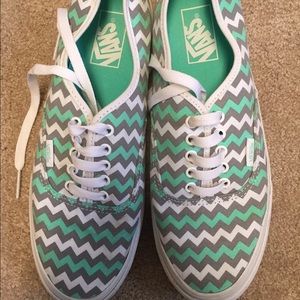 Chevron mint and white vans