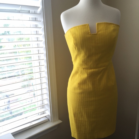Trina Turk Yellow Strapless Cocktail Dress