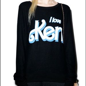 Wild fox I Love Ken fleece-like sweater. Black.