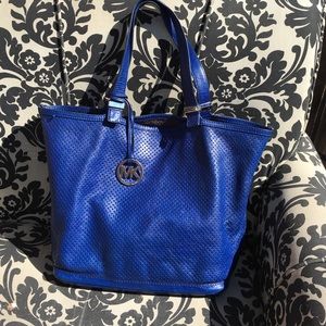 Michael Kors royal blue leather tote bag !!