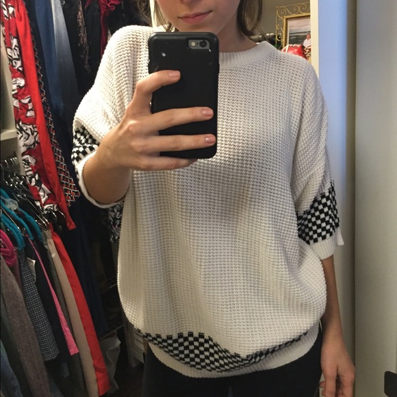 Checkered Knitted Sweatshirt