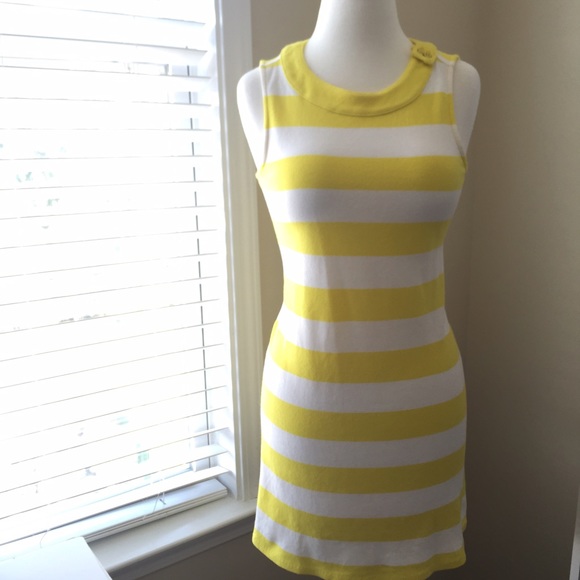 Gap Kids XXL yellow and white strip shift dress.