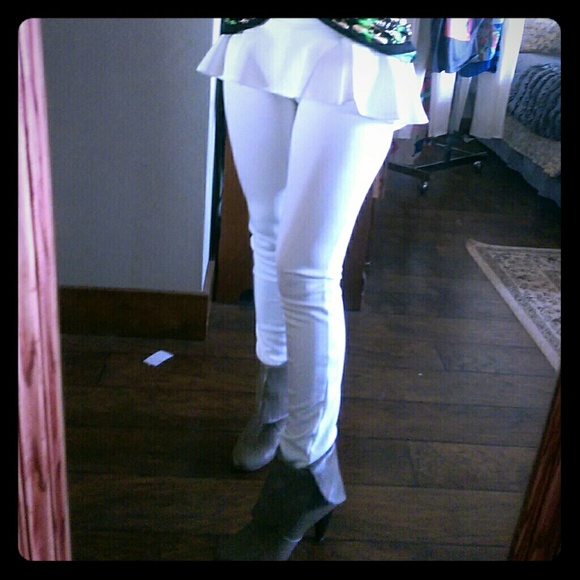 Peplum skinny slacks