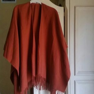 Wool fringed poncho