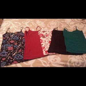 Spaghetti strap tank tops.