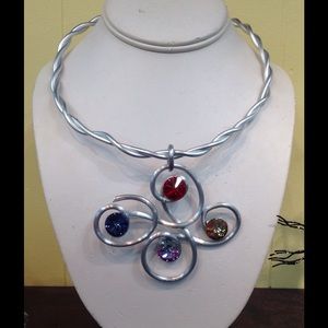 Artisan made Swarovski crystal & aluminum necklace