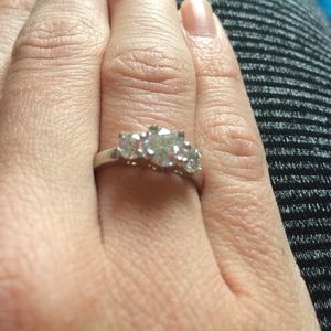 3 Stone CZ and sterling silver ring