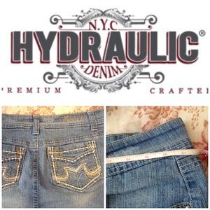 34" Hydraulic Jeans Denim Skirt, Distressed