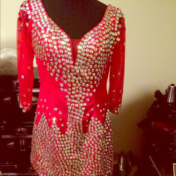 Beautifully custom made embellished red dress.