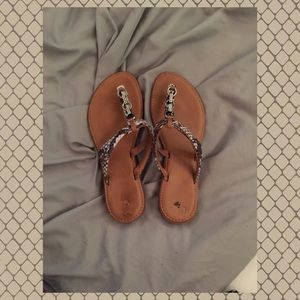 Snakeskin leather sandals!