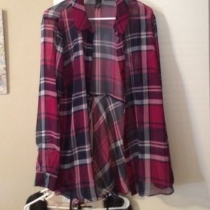 Sheer flannel print shirt from Lane Bryant