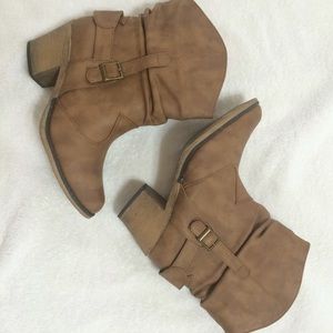 Belted cowboy ankle booties