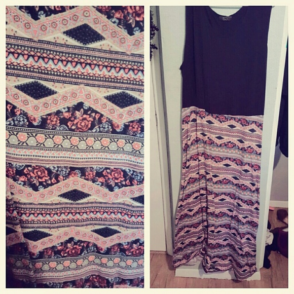 Navy blue & patterned dress