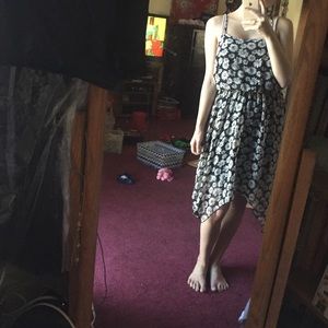 Black daisy high low dress