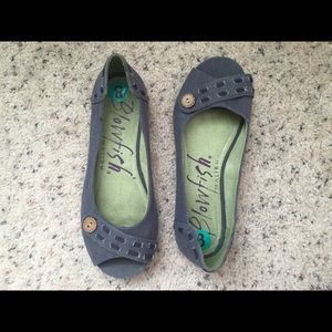 Blue flats with peep toe