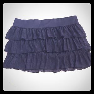 Curvy Size! Shiny Black Teared Holiday Skirt!