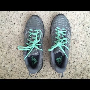Seafoam green/gray Adidas sneakers