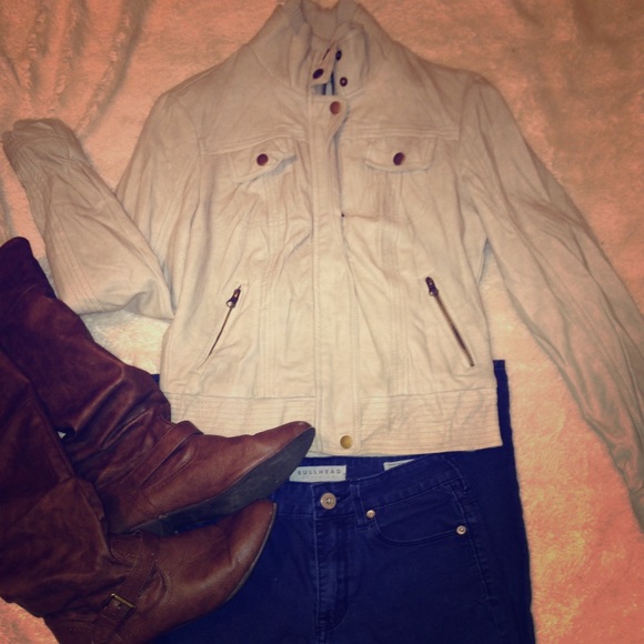 Cream color leather jacket
