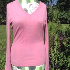 Pink Cashmere V-Neck Sweater