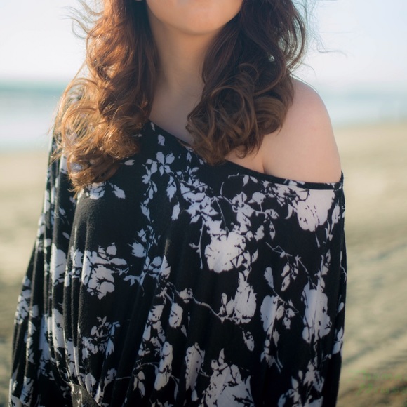 Black and white flowey off the shoulder top