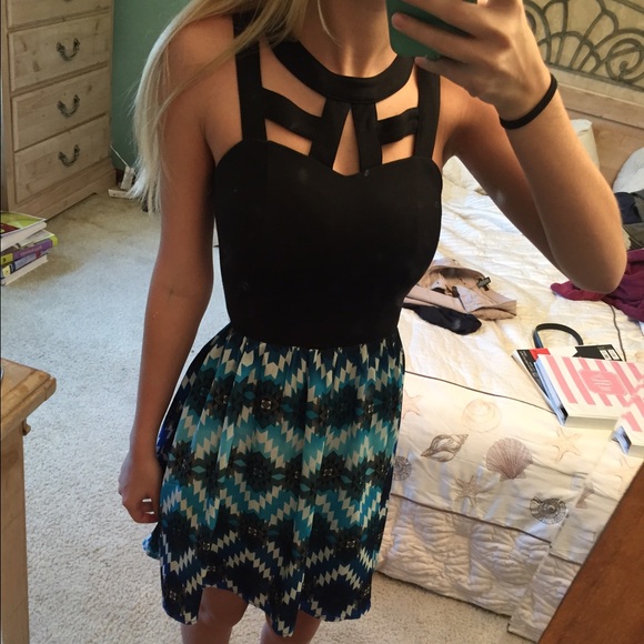 Black and blue dress