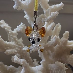 Dog Swarovski Crystal bead charm/ keychain