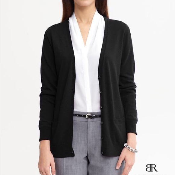 Banana Republic Sweaters - BR black long cardigan
