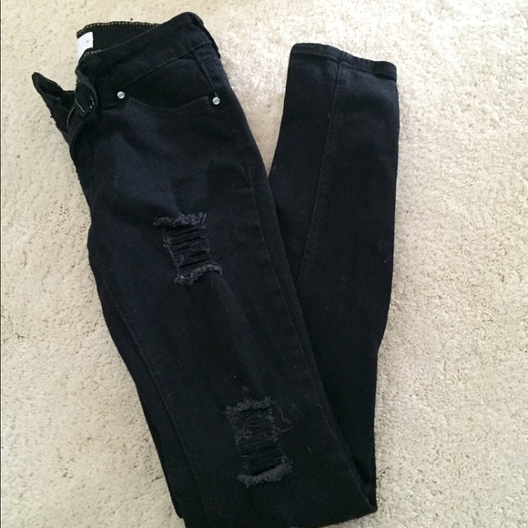RSQ distressed black skinny jeans