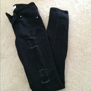 RSQ distressed black skinny jeans