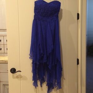 Beautiful Royal Blue Strapless High-Low Gown