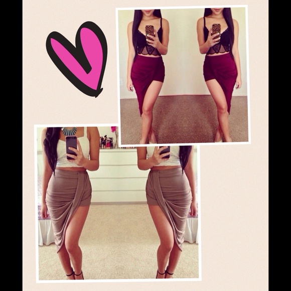 Asymmetrical High-low Waist drape skirt