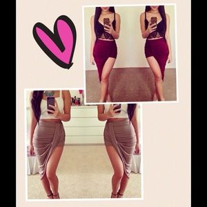 Asymmetrical High-low Waist drape skirt