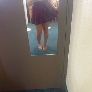 Plaid high waisted school girl skirt