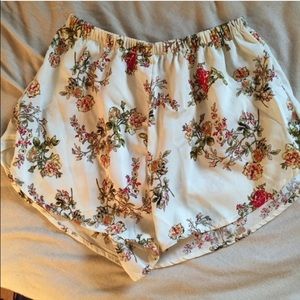 silk floral shorts