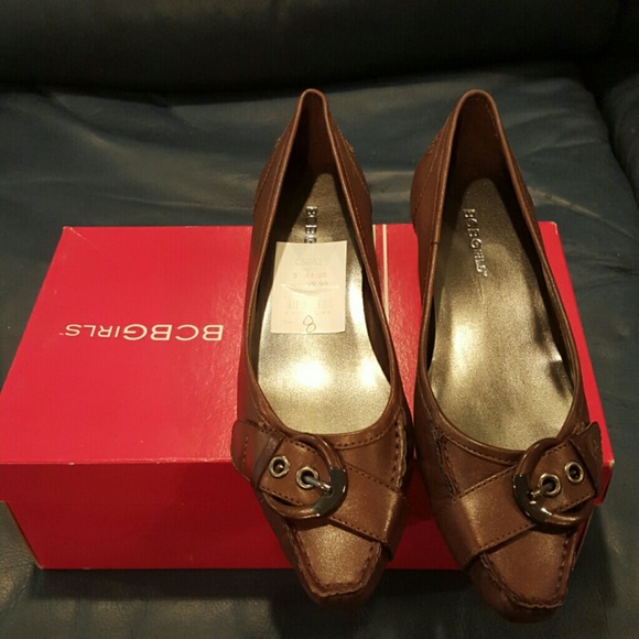 Brown Leather Buckle Heels