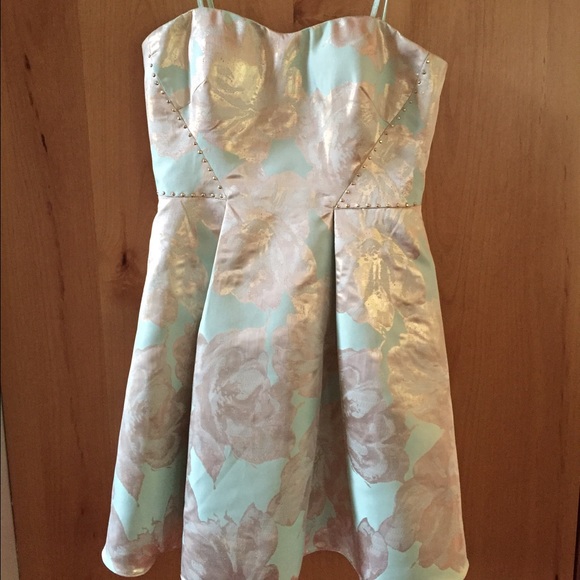 Aqua strapless homecoming dress