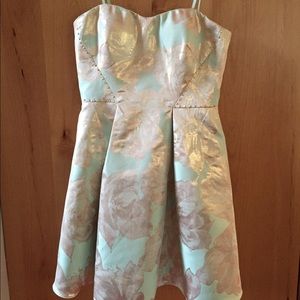 Aqua strapless homecoming dress