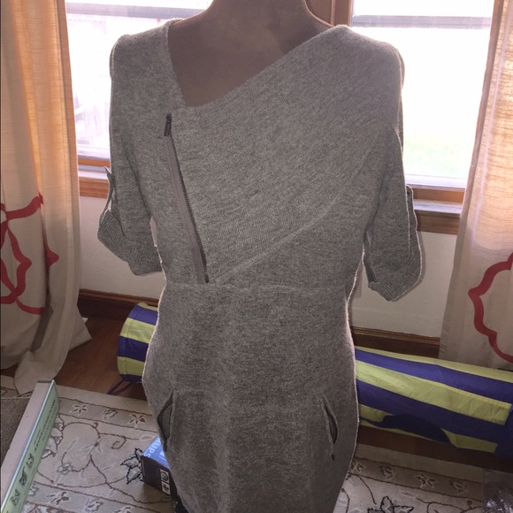 BCBG grey short sleeve sweater dress.