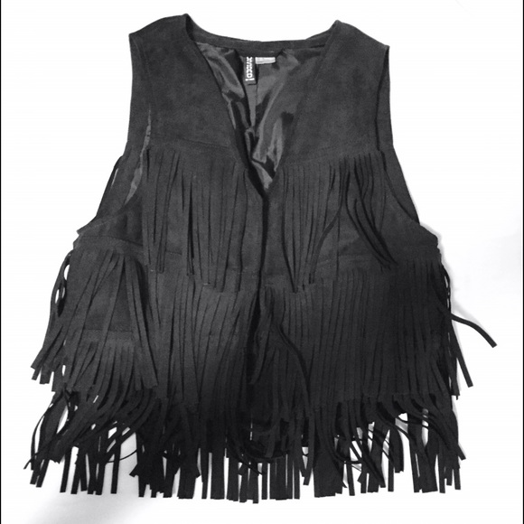 H&M black fringe vest