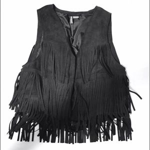 H&M black fringe vest