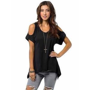 Black Open Cold Shoulder tunic top