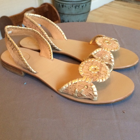 Jack Rogers liliana cork and platinum sandal sz 10