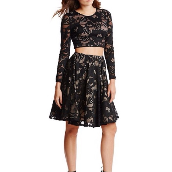 Black lace with nude under lining dress
