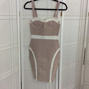 Bandage dress ,beige size s.