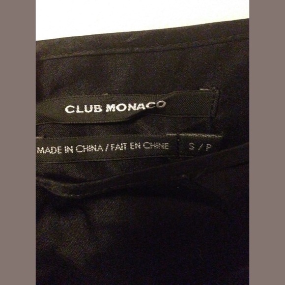 Club Monaco Black Short Sleeve Silk &Cotton Blouse - Picture 2 of 3